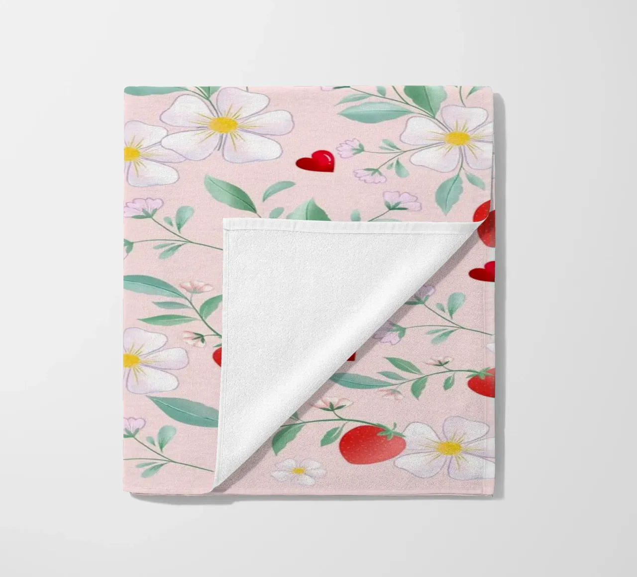 Motivo primaverile di fiori bianchi e fragole. Romantico. telo mare da CalliLetters