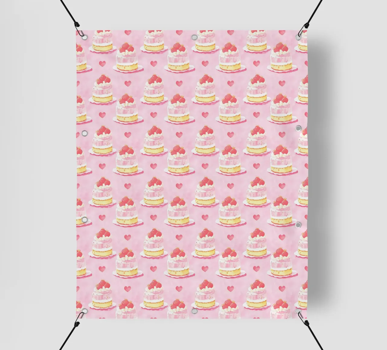 Vintage Pink Hearts Kawaii Strawberry Shortcake Preppy Cakes pvc cover by Gentle Echoes Art