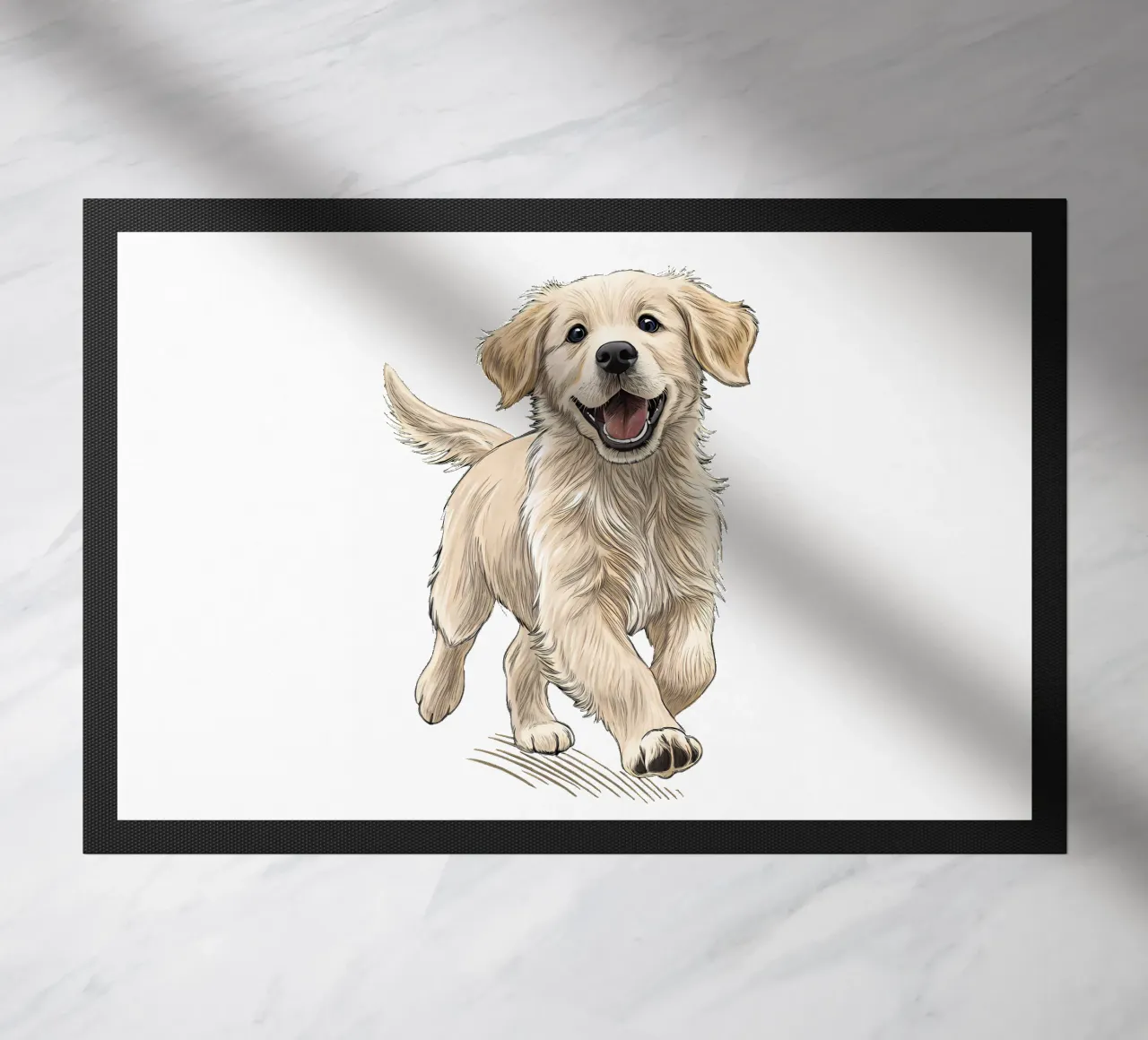 Happy Golden Retriever Dog Illustration doormat by flufftee