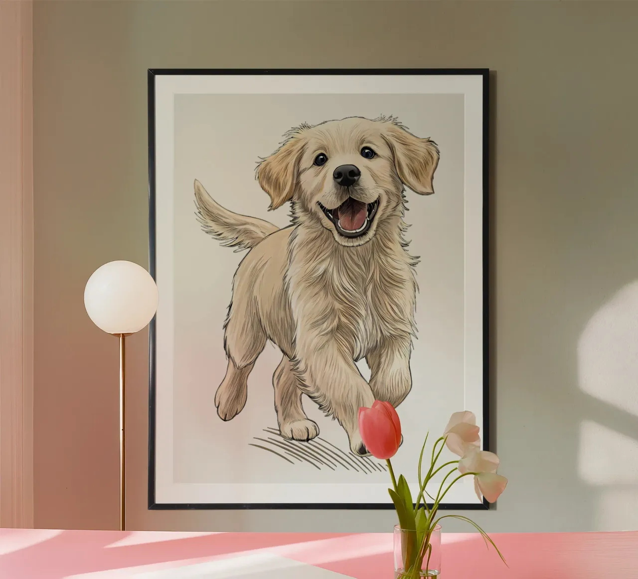 Glücklicher Golden Retriever Hund Illustration Poster von flufftee