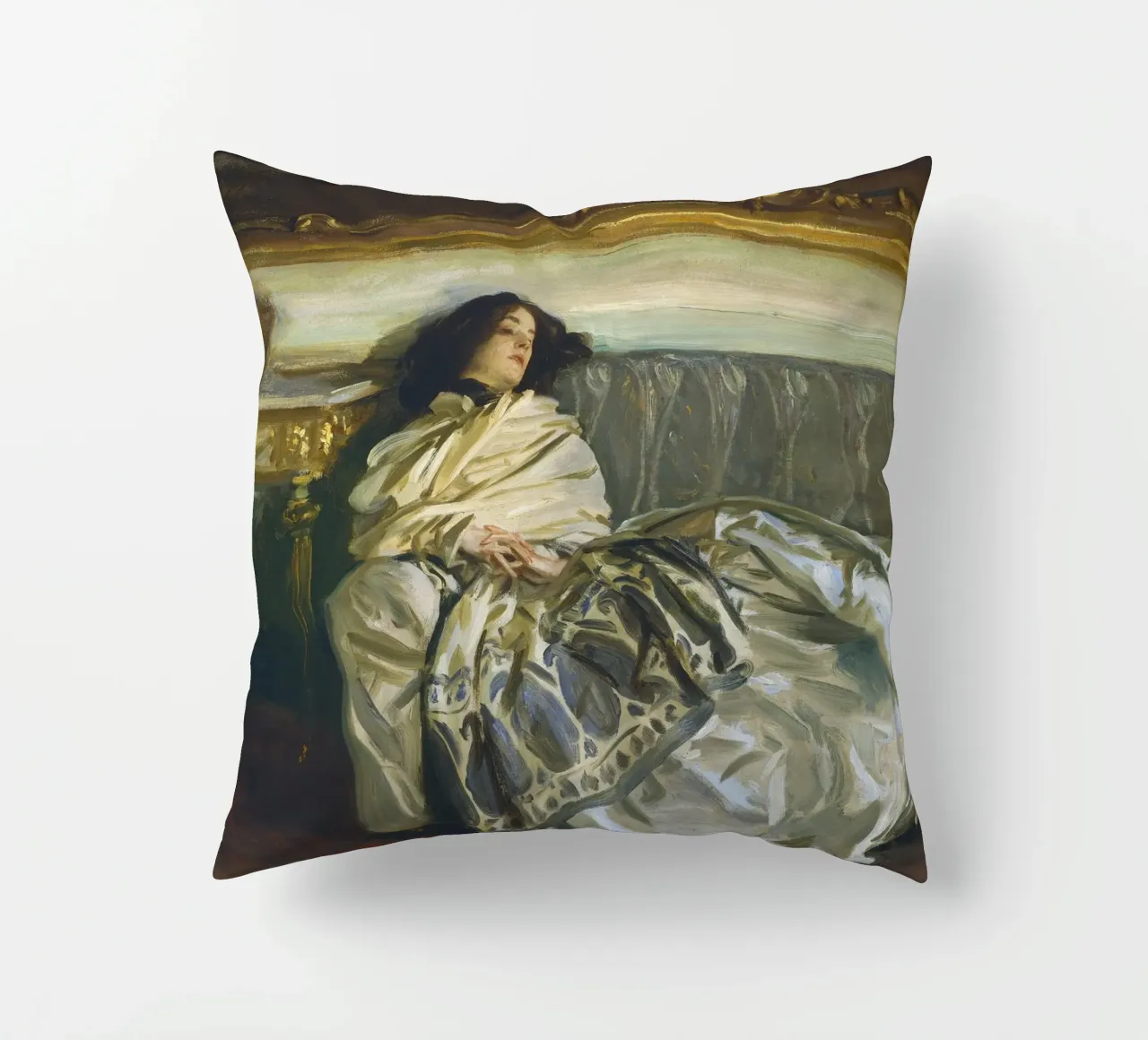 John Singer Sargent - Nonchaloir (Repose) decorative cushion by Timeless Artworks