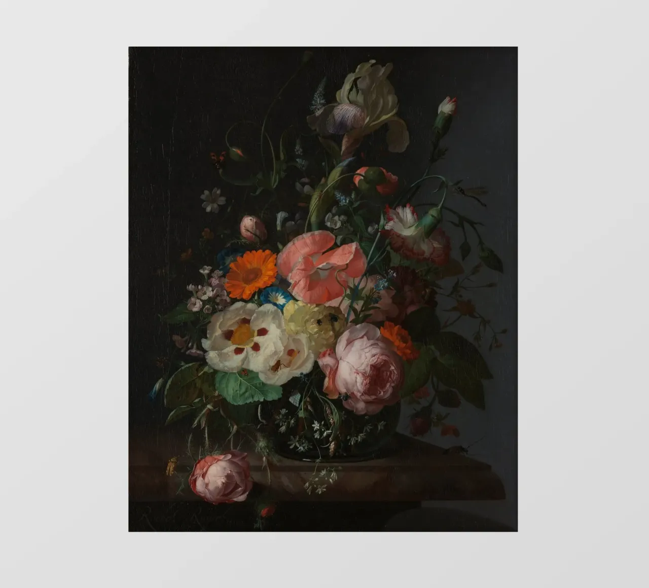 Rachel Ruysch - Natura morta con fiori su un piano di marmo carta da parati fotografica da Timeless Artworks