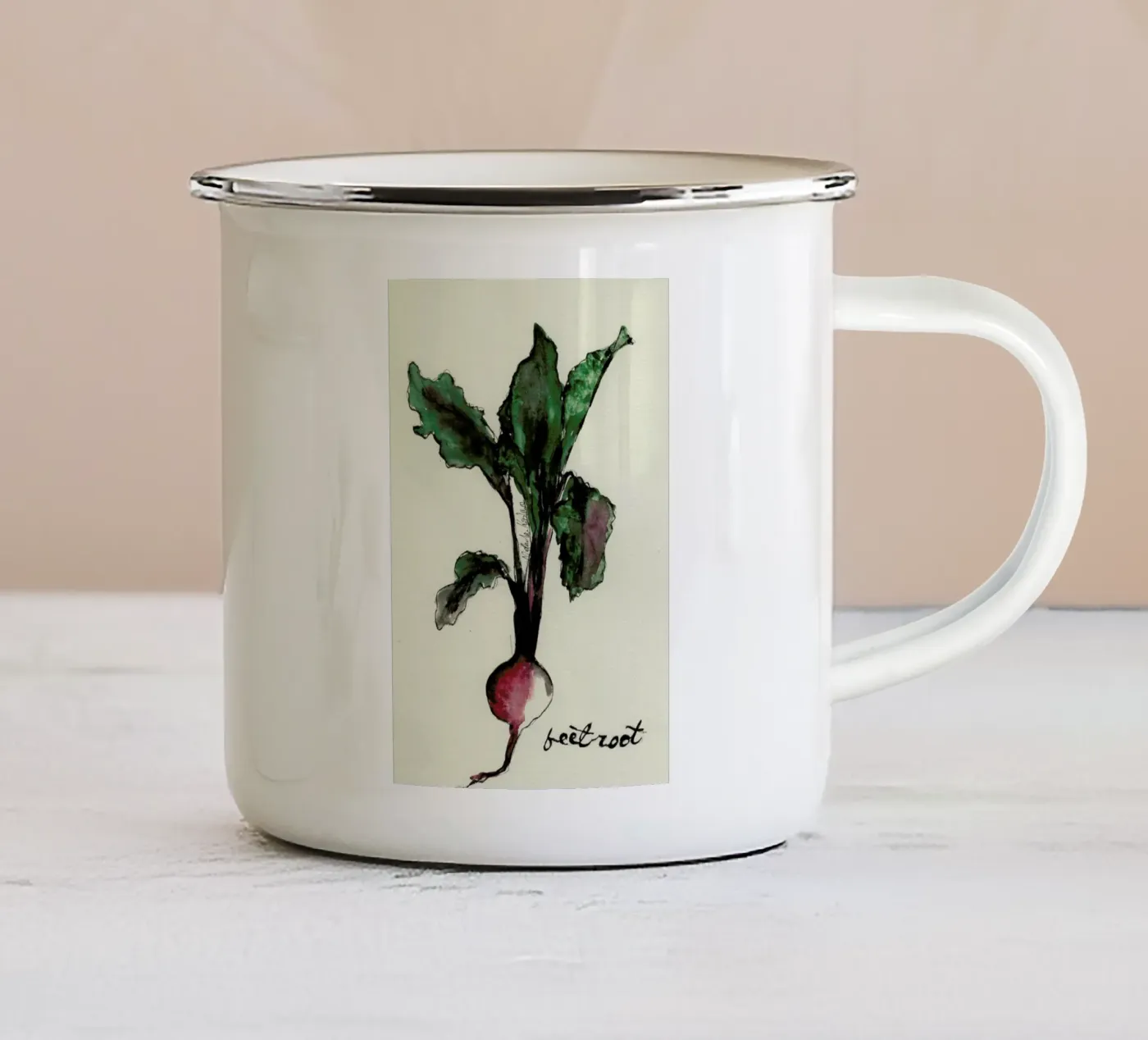 Beetroot enamel mug by Nathys_illustration