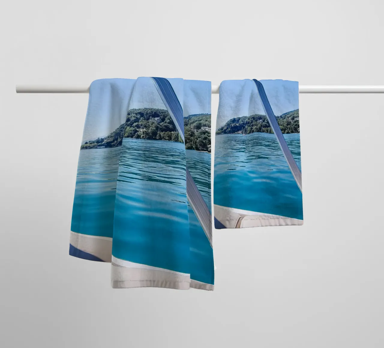 View of Lake Annecy towel by Léa Lefebvre Photography
