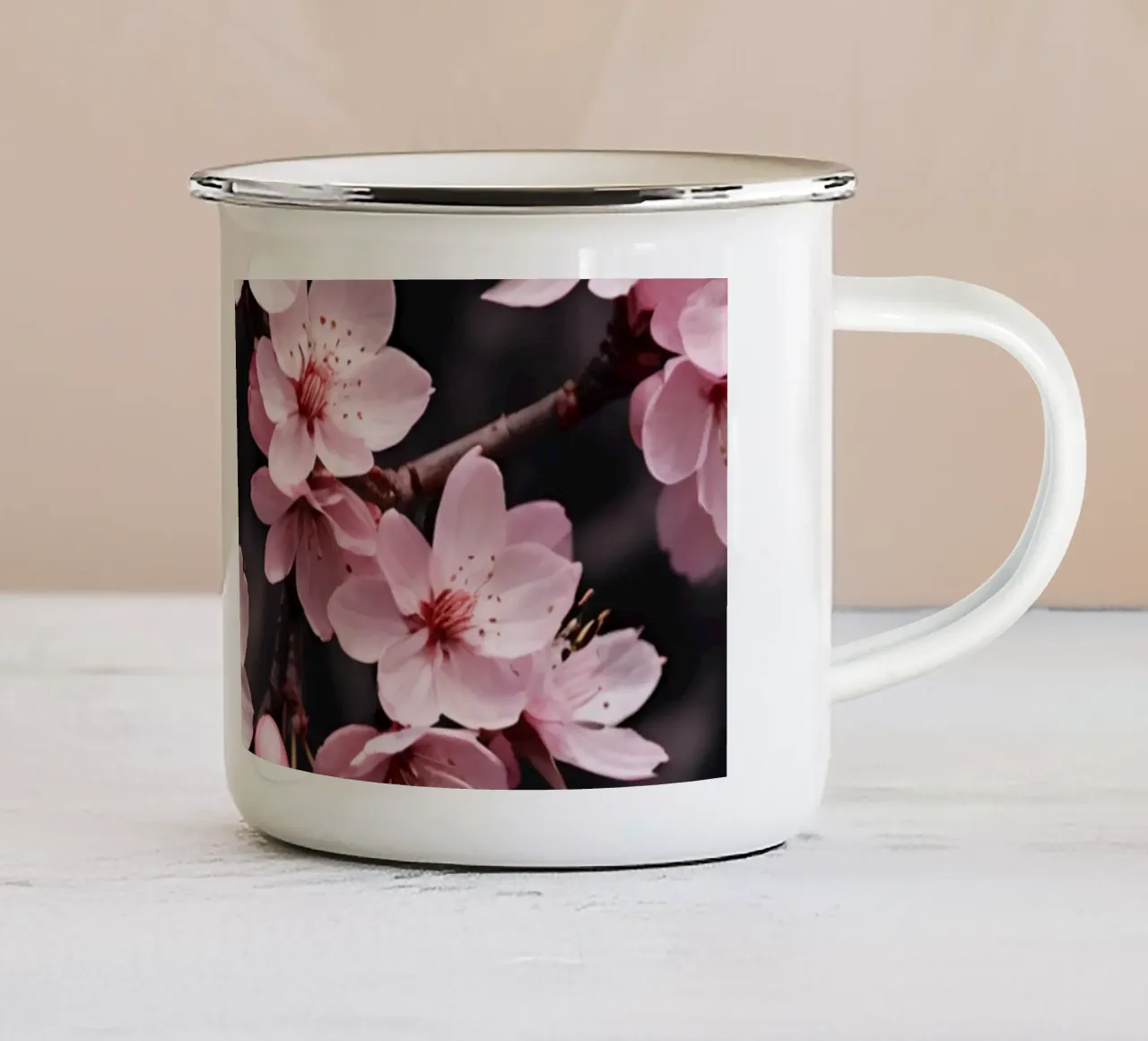 Fiori di ciliegio rosa 1 tazza in smalto da Léa Lefebvre Photography