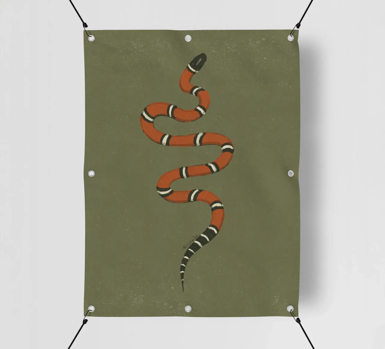 Anno del serpente, re del latte rosso serpente verde cachi Vintage telo in pvc da This Wild Soul - Illustration