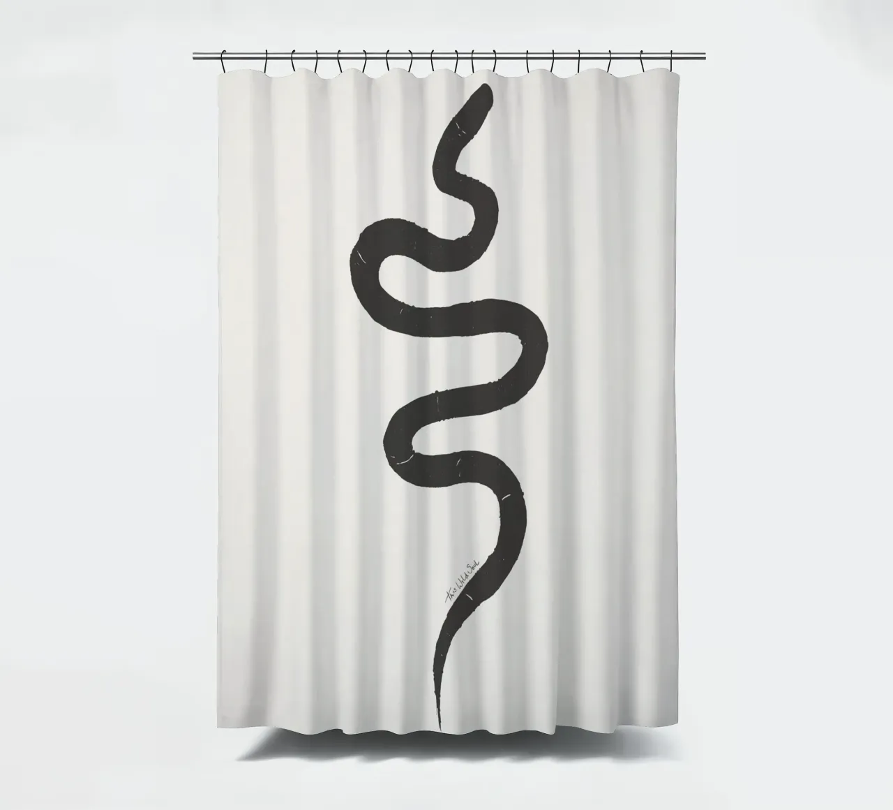 Gesso e carbone Organico Minimalista Boho Snake tenda da doccia da This Wild Soul - Illustration