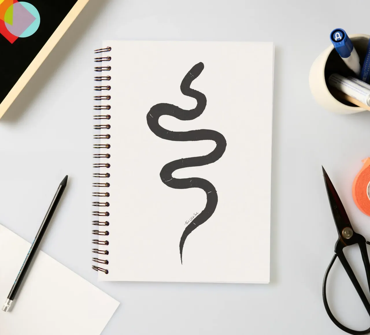 Kreide und Kohle Bio Minimalistische Boho Schlange Ringbuch von This Wild Soul - Illustration
