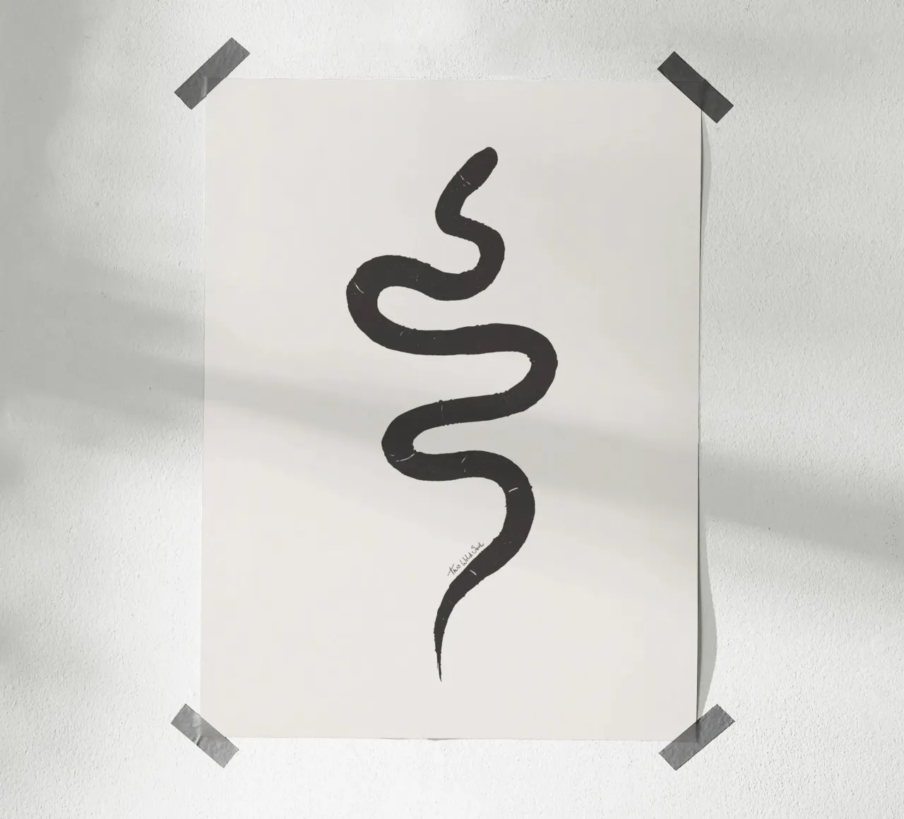 Gesso e carbone Organico Minimalista Boho Snake carta hahnemühle da This Wild Soul - Illustration