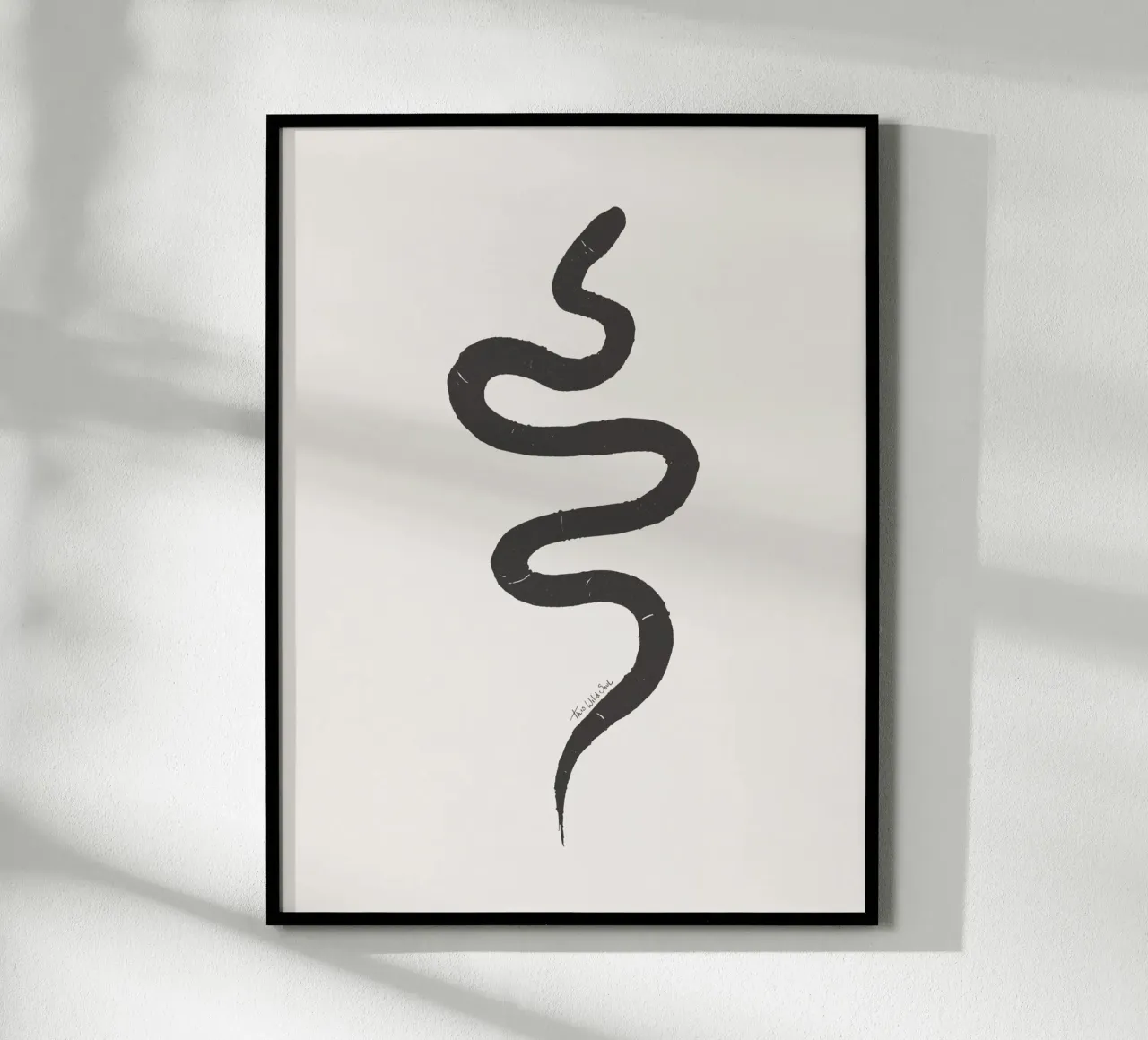 Gesso e carbone Organico Minimalista Boho Snake carta hahnemühle da This Wild Soul - Illustration