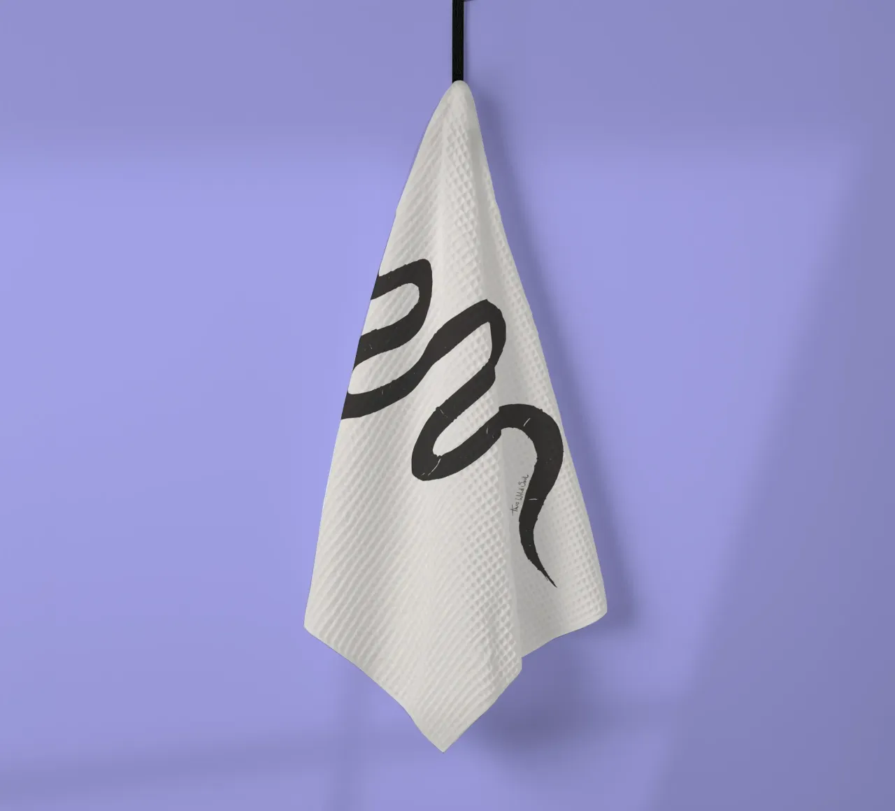 Gesso e carbone Organico Minimalista Boho Snake canovaccio da cucina da This Wild Soul - Illustration