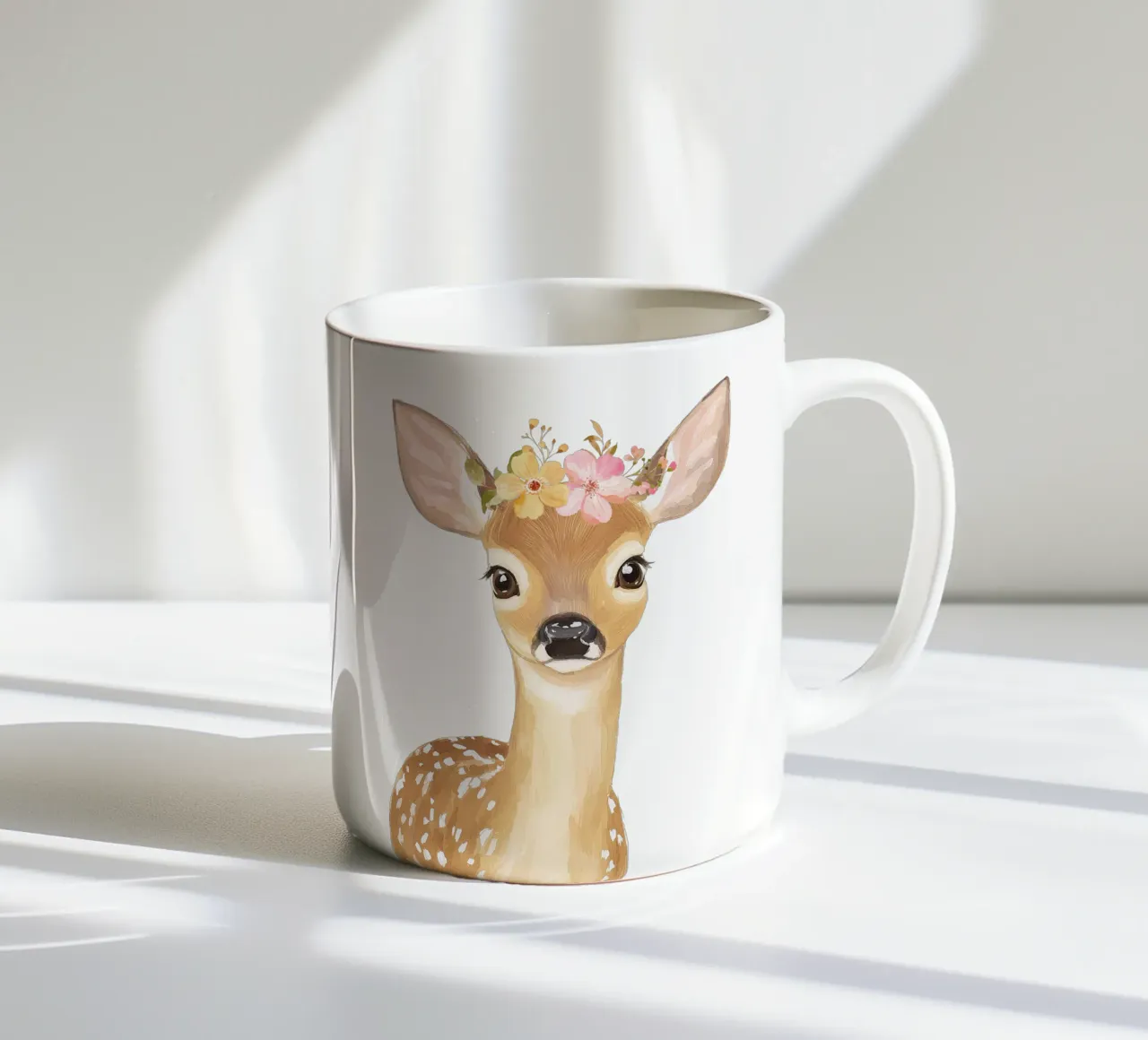 Poster de cerf floral, impression de cerf sauvage, impression de chambre d'enfant mignonne mug en céramique de Little Lola