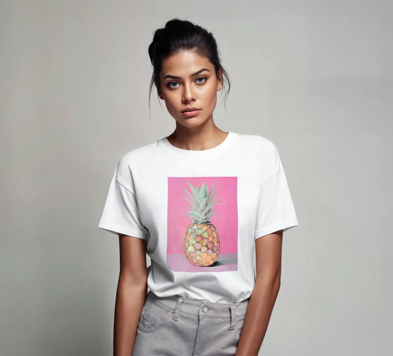 Pink pineapple disc t-shirt by Carinaprint