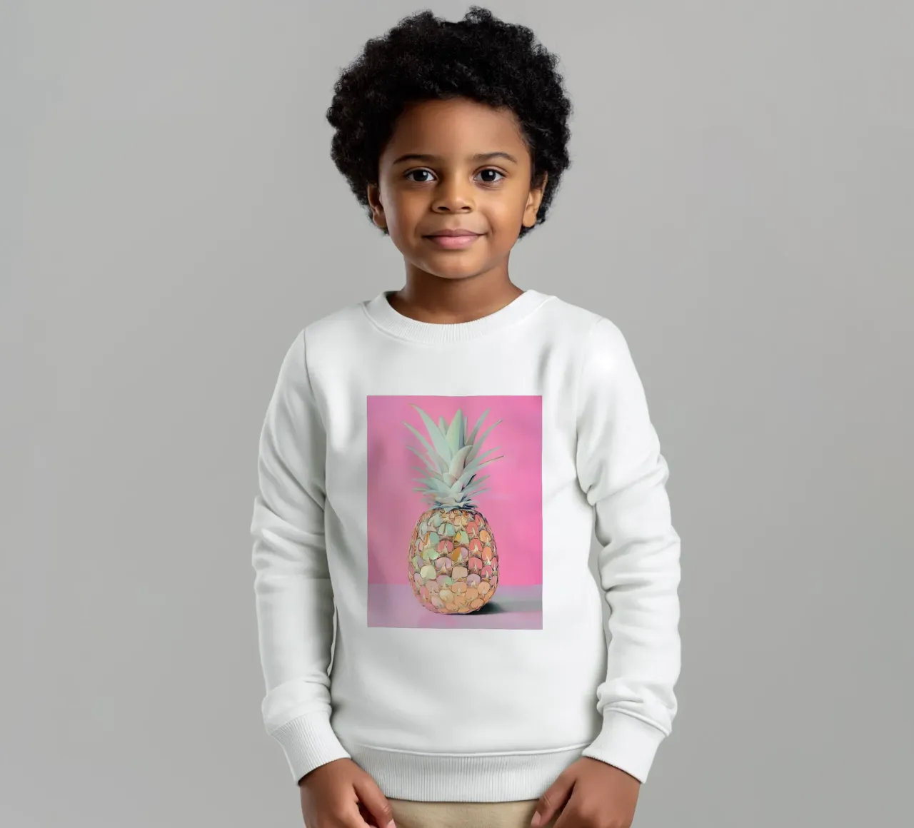 Pink pineapple disc kids sweatshirt by Carinaprint