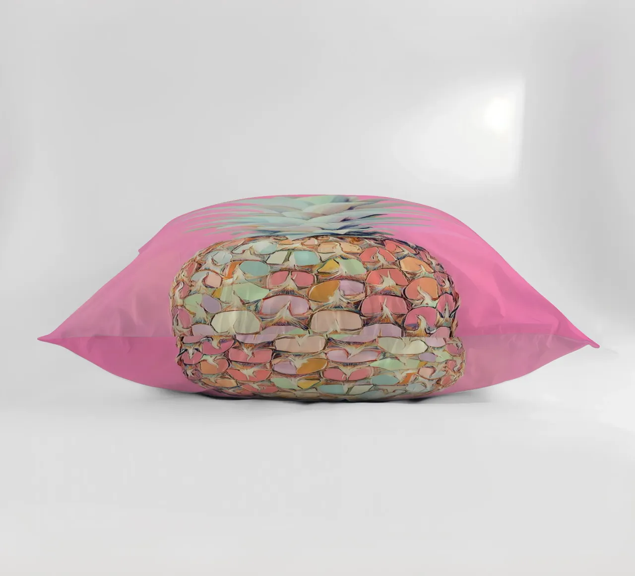 Pink pineapple disc decorative cushion by Carinaprint