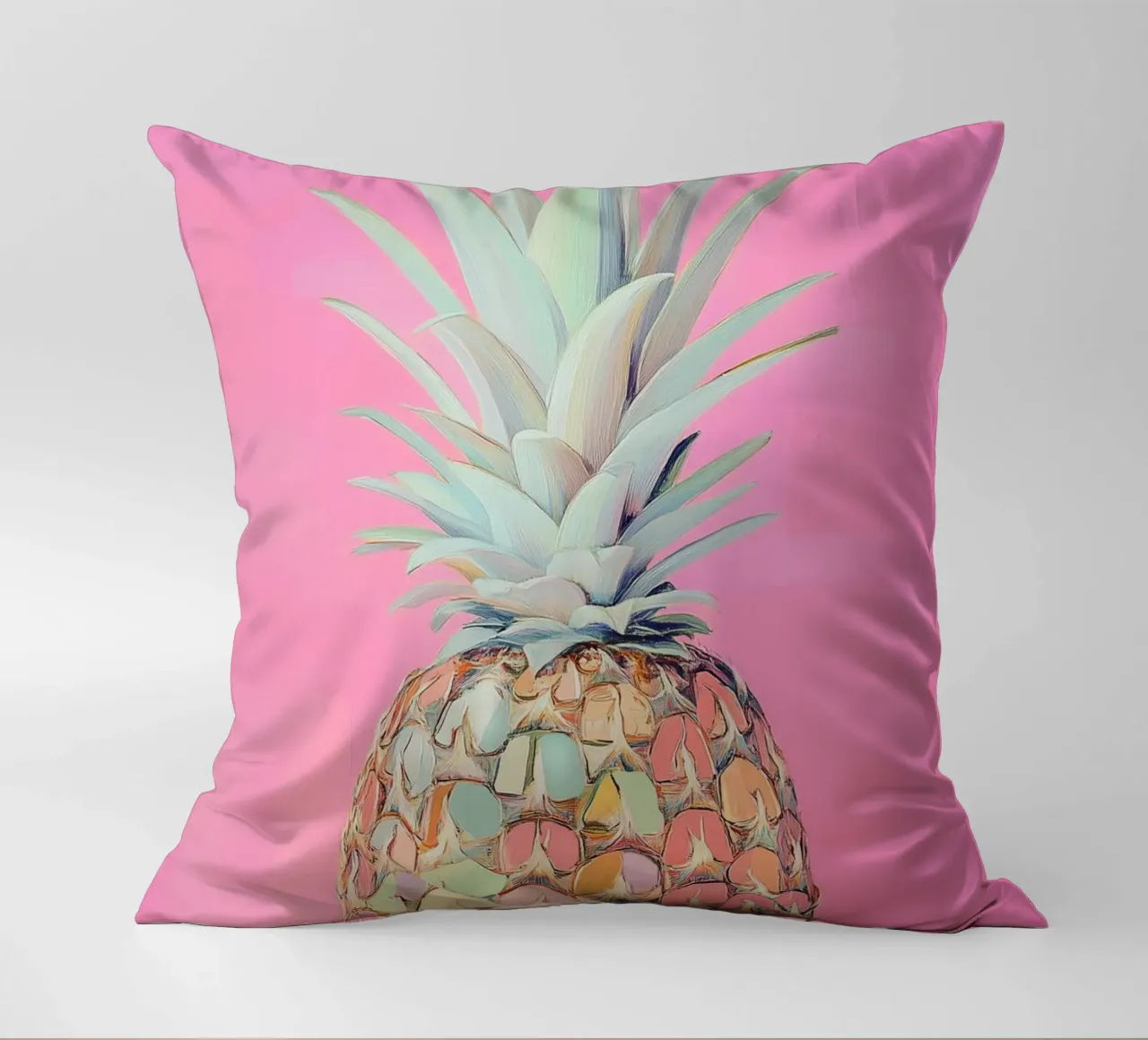 Pink pineapple disc decorative cushion by Carinaprint