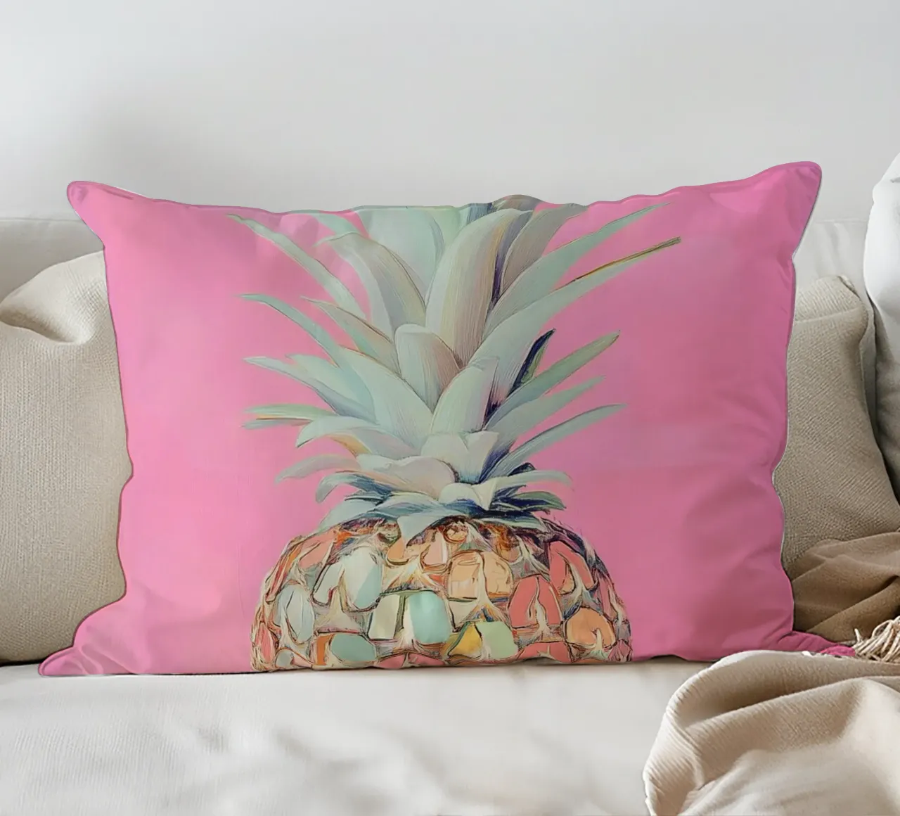 Pink pineapple disc decorative cushion by Carinaprint