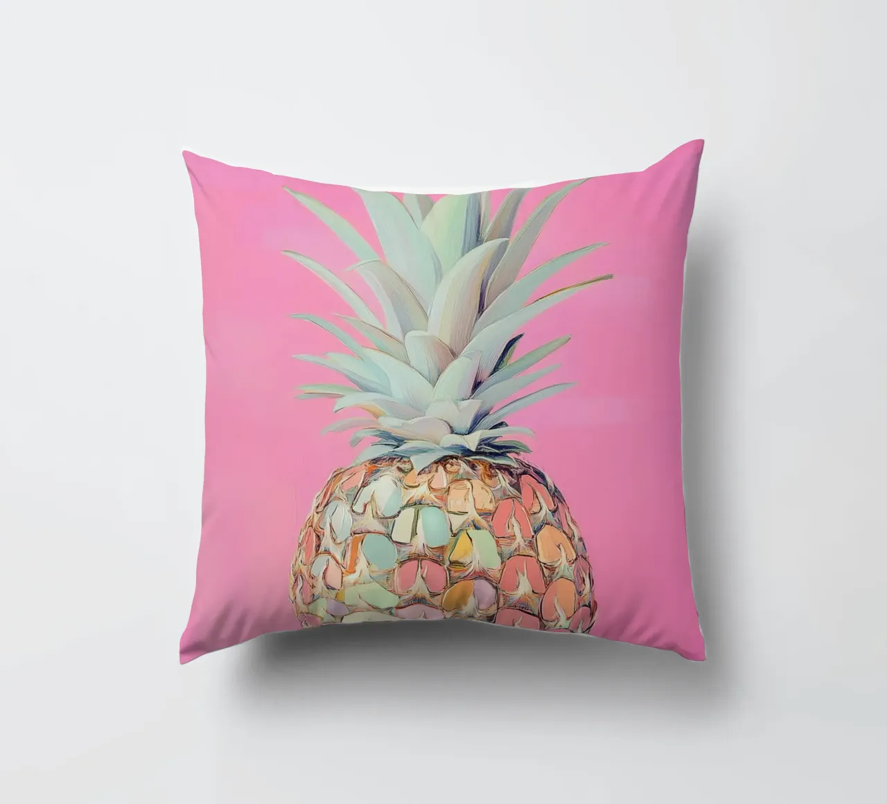 Pink pineapple disc decorative cushion by Carinaprint