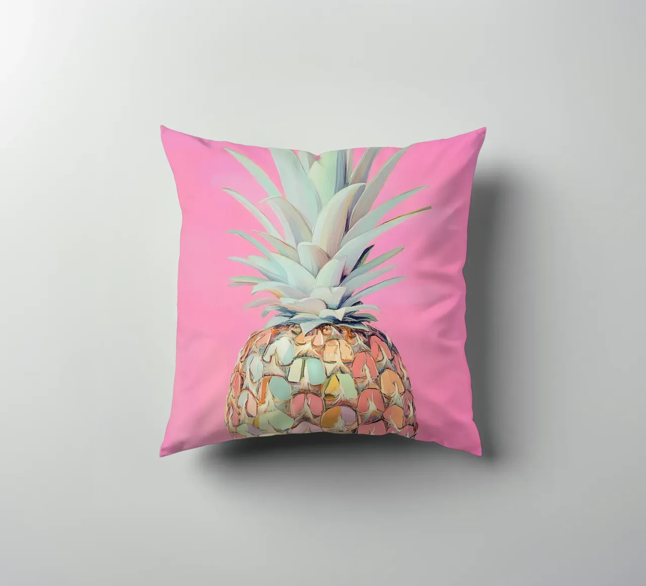 Pink pineapple disc decorative cushion by Carinaprint