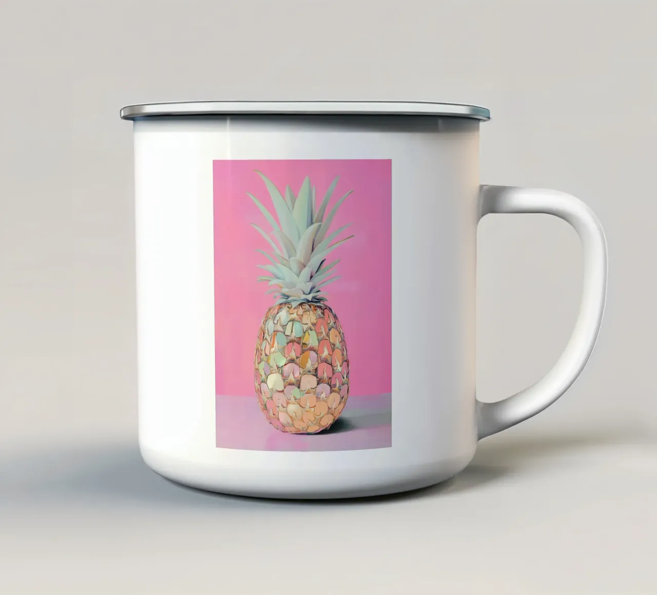 Disco di ananas rosa tazza in smalto da Carinaprint