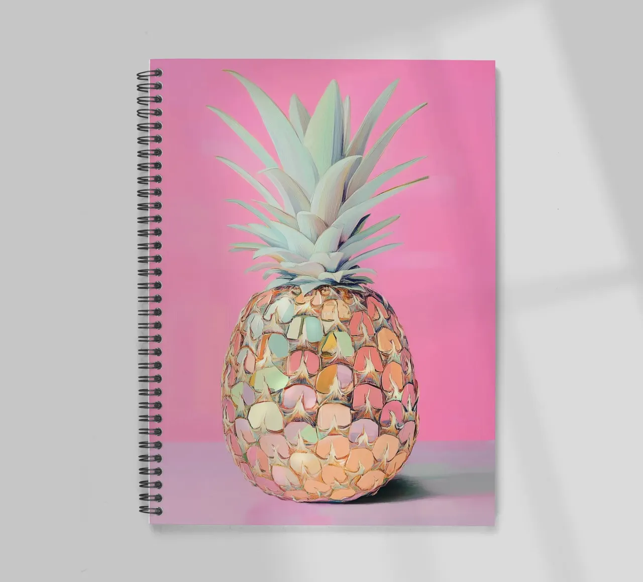 Pink pineapple disc spiral notebook by Carinaprint