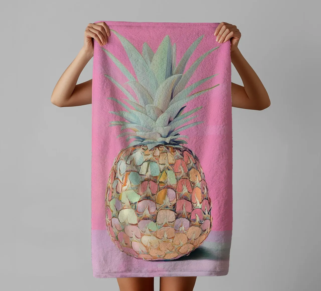 Pink pineapple disc towel by Carinaprint
