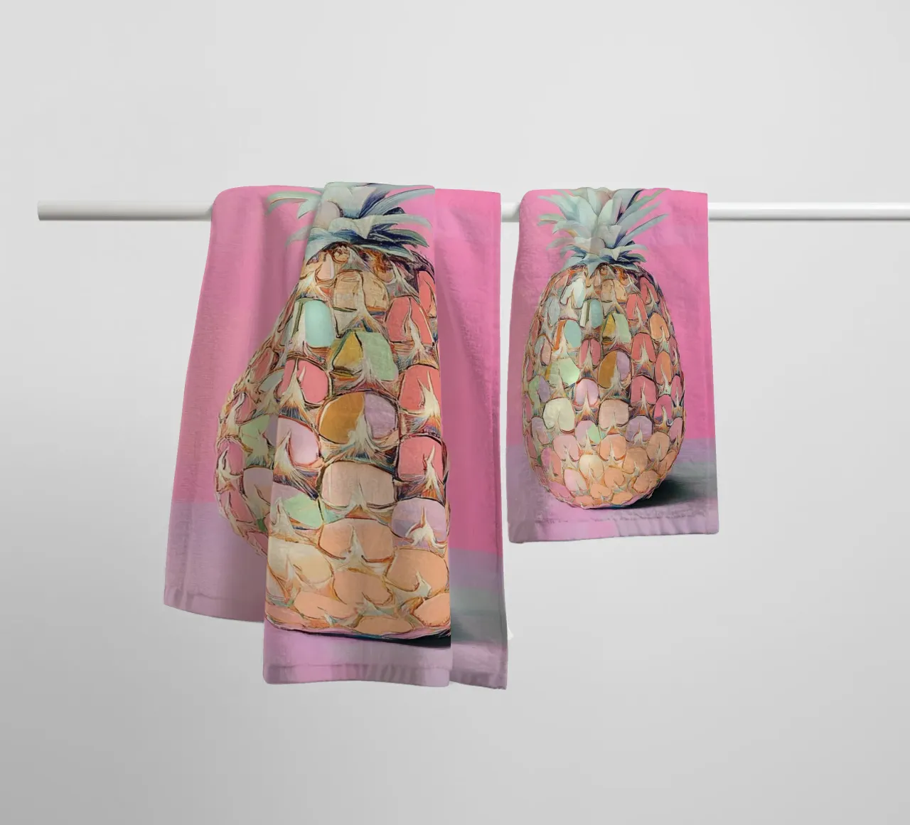 Pink pineapple disc towel by Carinaprint