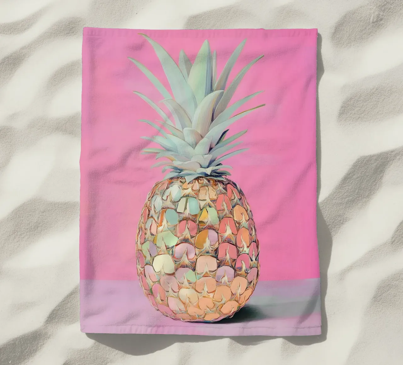 Disco di ananas rosa telo mare da Carinaprint