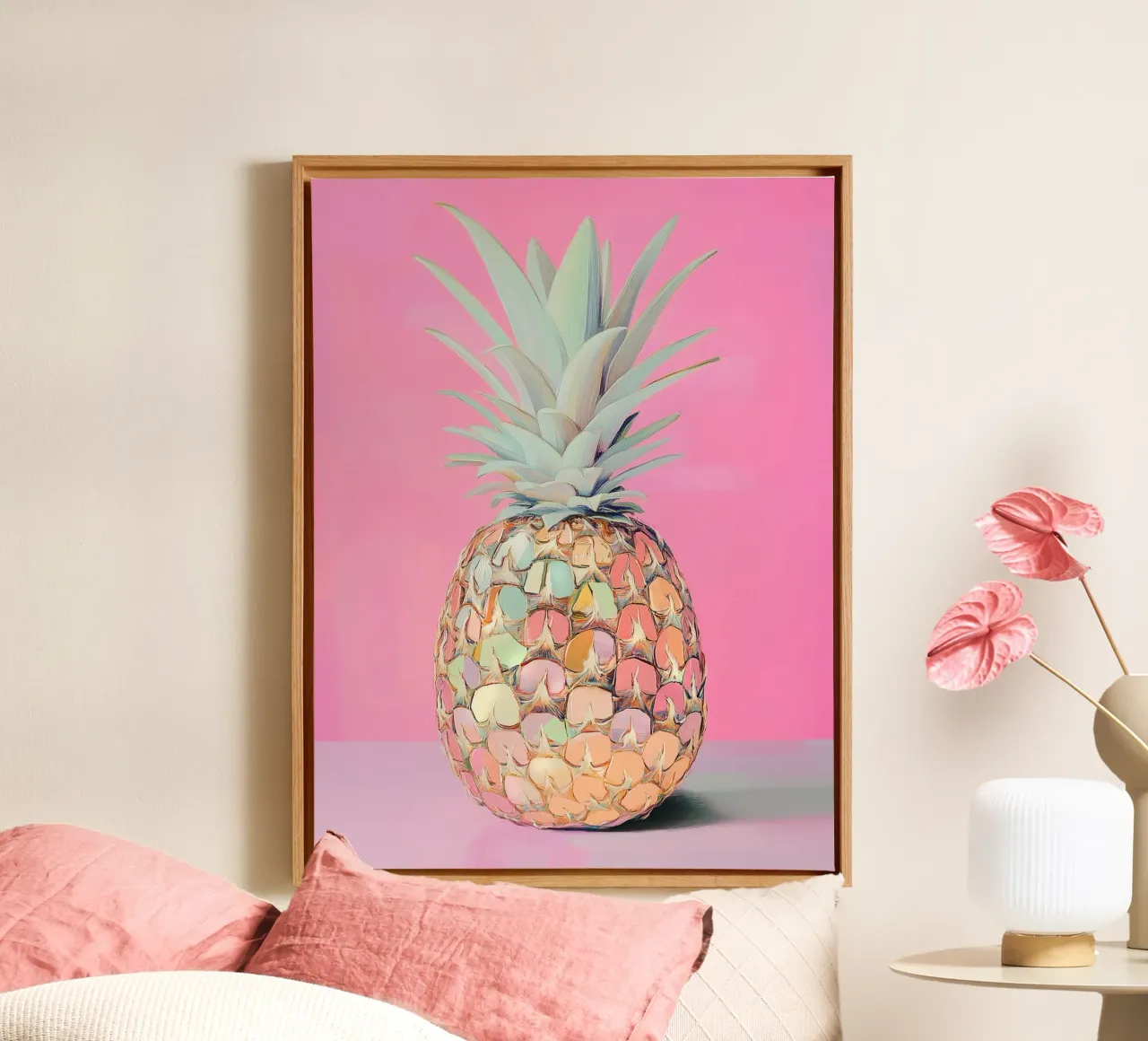Pink pineapple disc canvas by Carinaprint