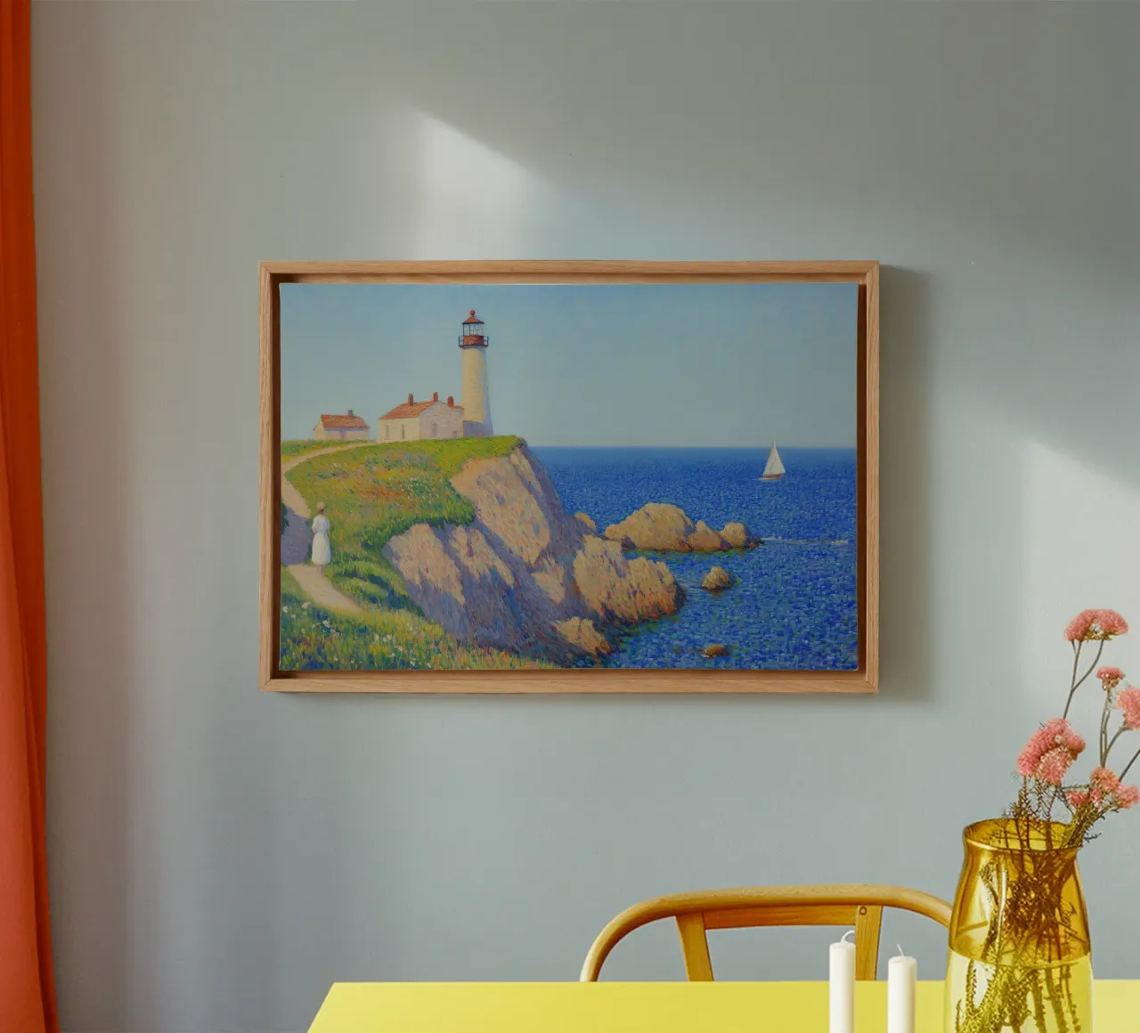 The Lighthouse View canvas with Floater frame by Art Center