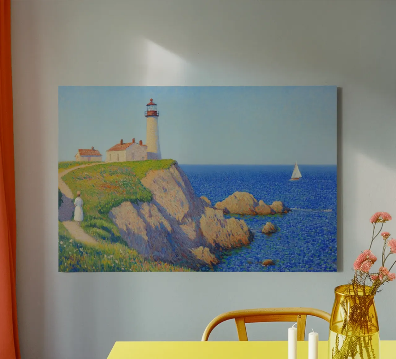 The Lighthouse View canvas with Floater frame by Art Center