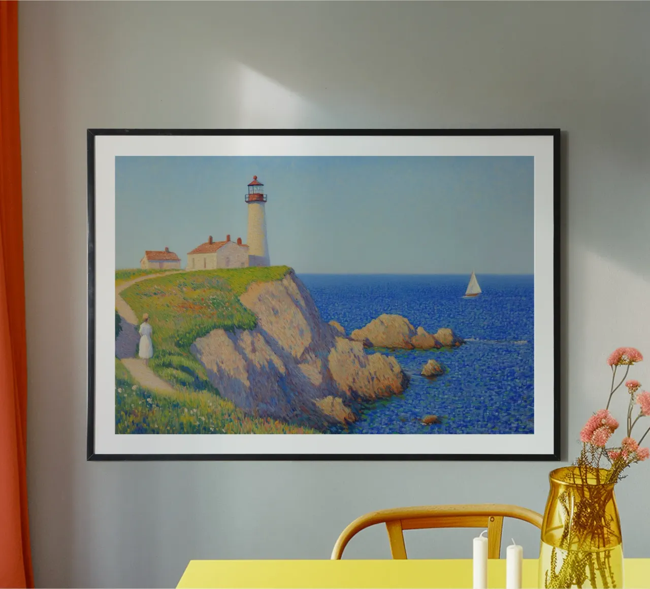 La vista sul faro poster con telaio in plastica da Art Center