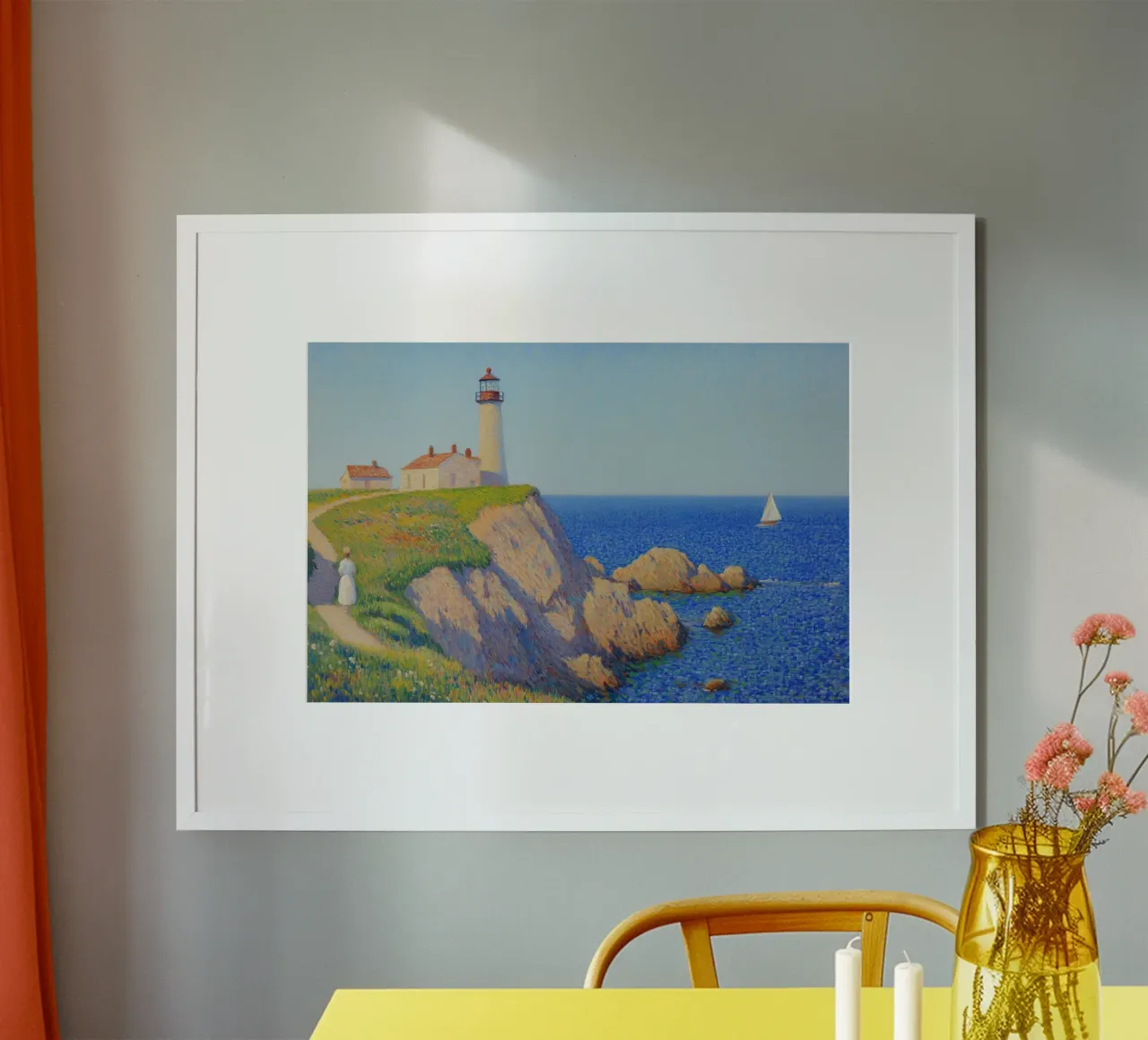 La vista sul faro poster con telaio in plastica da Art Center