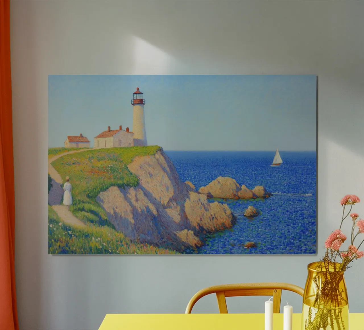 La vista sul faro poster con telaio in plastica da Art Center