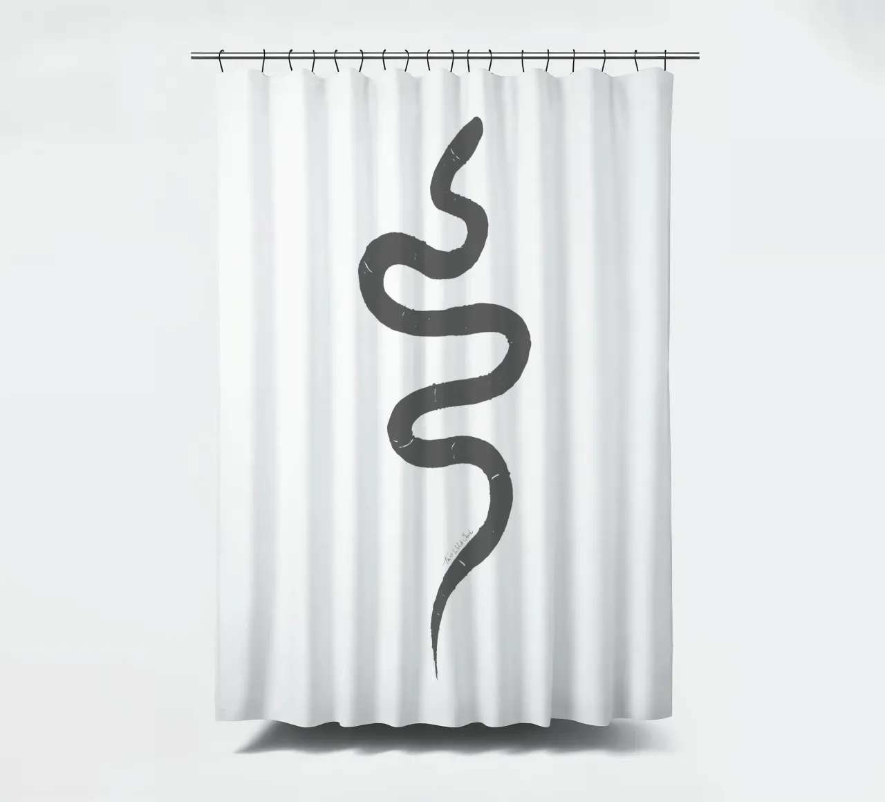 Snake Organic Abstract Black Charcoal Minimalist Boho Shape shower curtain by This Wild Soul - Illustration