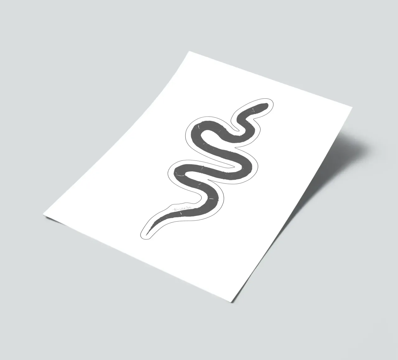 Schlange Organisch Abstrakt Schwarz Holzkohle Minimalistisch Boho Form Stickerbogen von This Wild Soul - Illustration