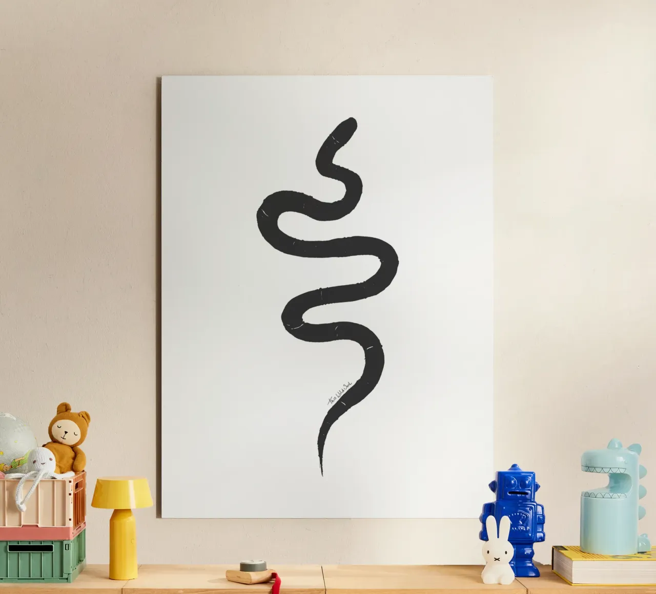 Snake Organic Abstract Black Charcoal Minimalist Boho Shape alu-dibond by This Wild Soul - Illustration