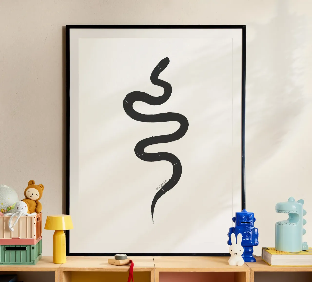 Snake Organic Abstract Black Charcoal Minimalist Boho Shape hahnemühle by This Wild Soul - Illustration
