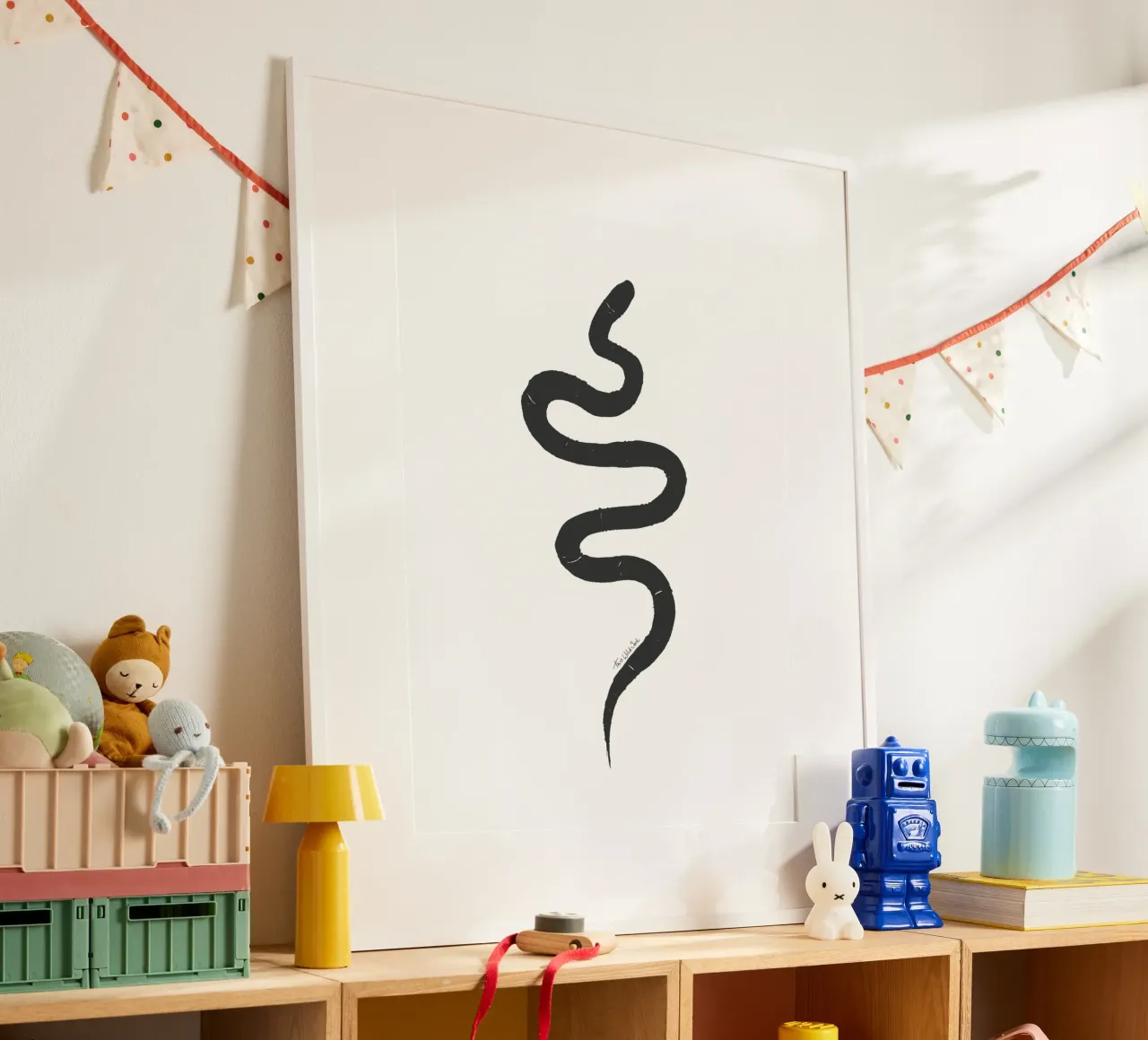Snake Organic Abstract Black Charcoal Minimalist Boho Shape hahnemühle by This Wild Soul - Illustration
