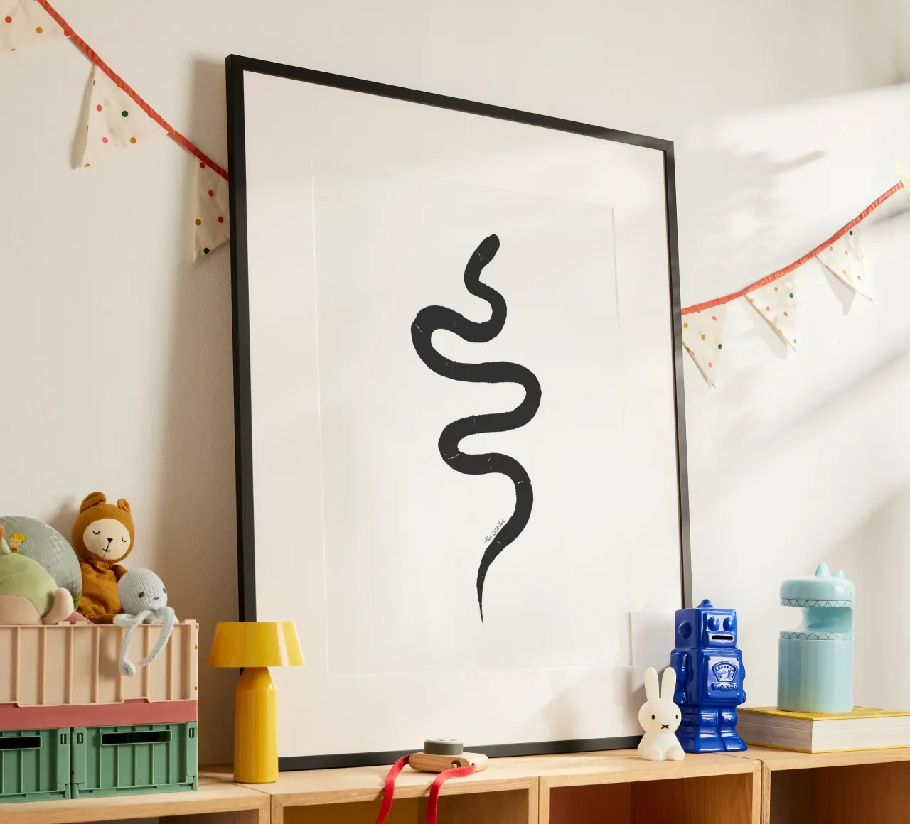 Snake Organic Abstract Black Charcoal Minimalist Boho Shape hahnemühle by This Wild Soul - Illustration