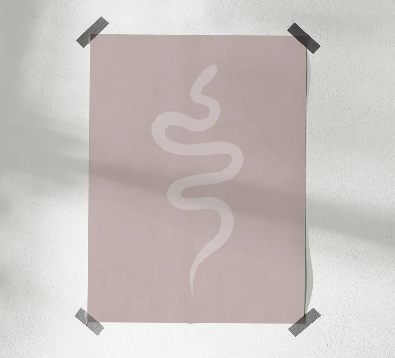 Serpente bianco rosa pastello Boho - Minimalista astratto organico poster con telaio in alluminio da This Wild Soul - Illustration