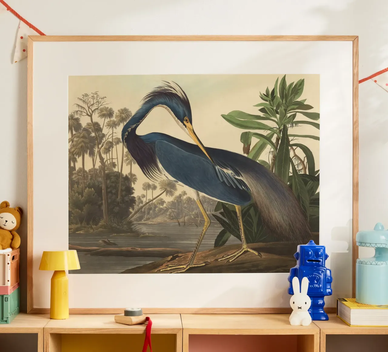 John James Audubon - Airone della Louisiana poster con telaio in alluminio da Timeless Artworks