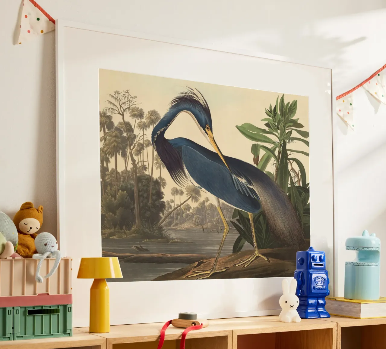 John James Audubon - Airone della Louisiana poster con telaio in alluminio da Timeless Artworks
