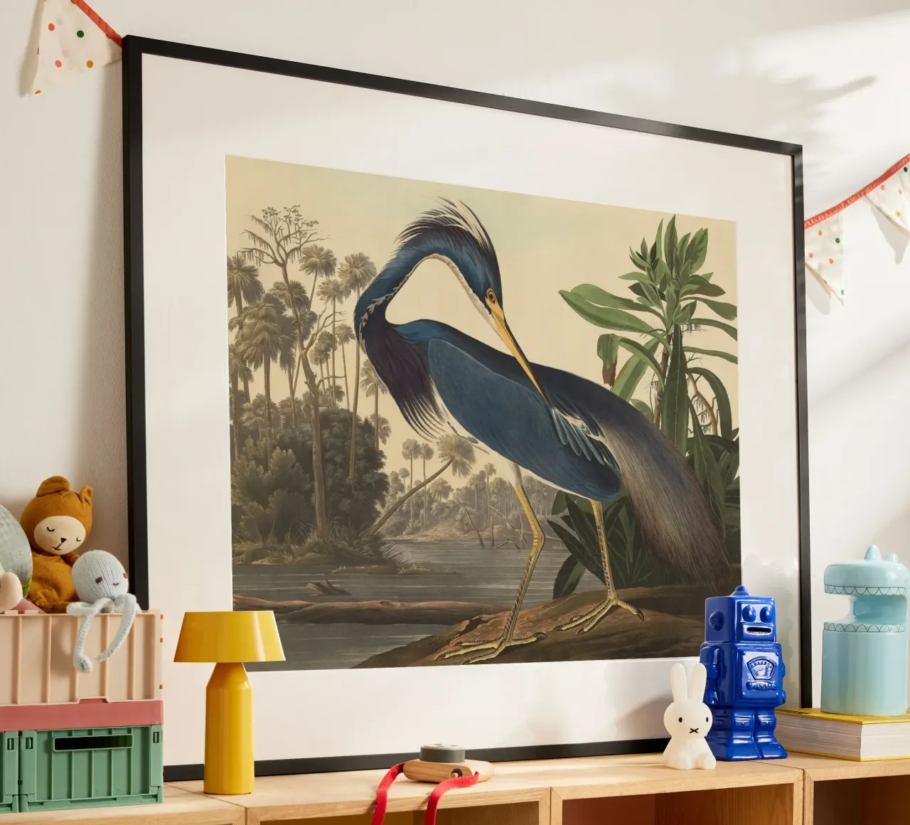 John James Audubon - Airone della Louisiana poster con telaio in alluminio da Timeless Artworks