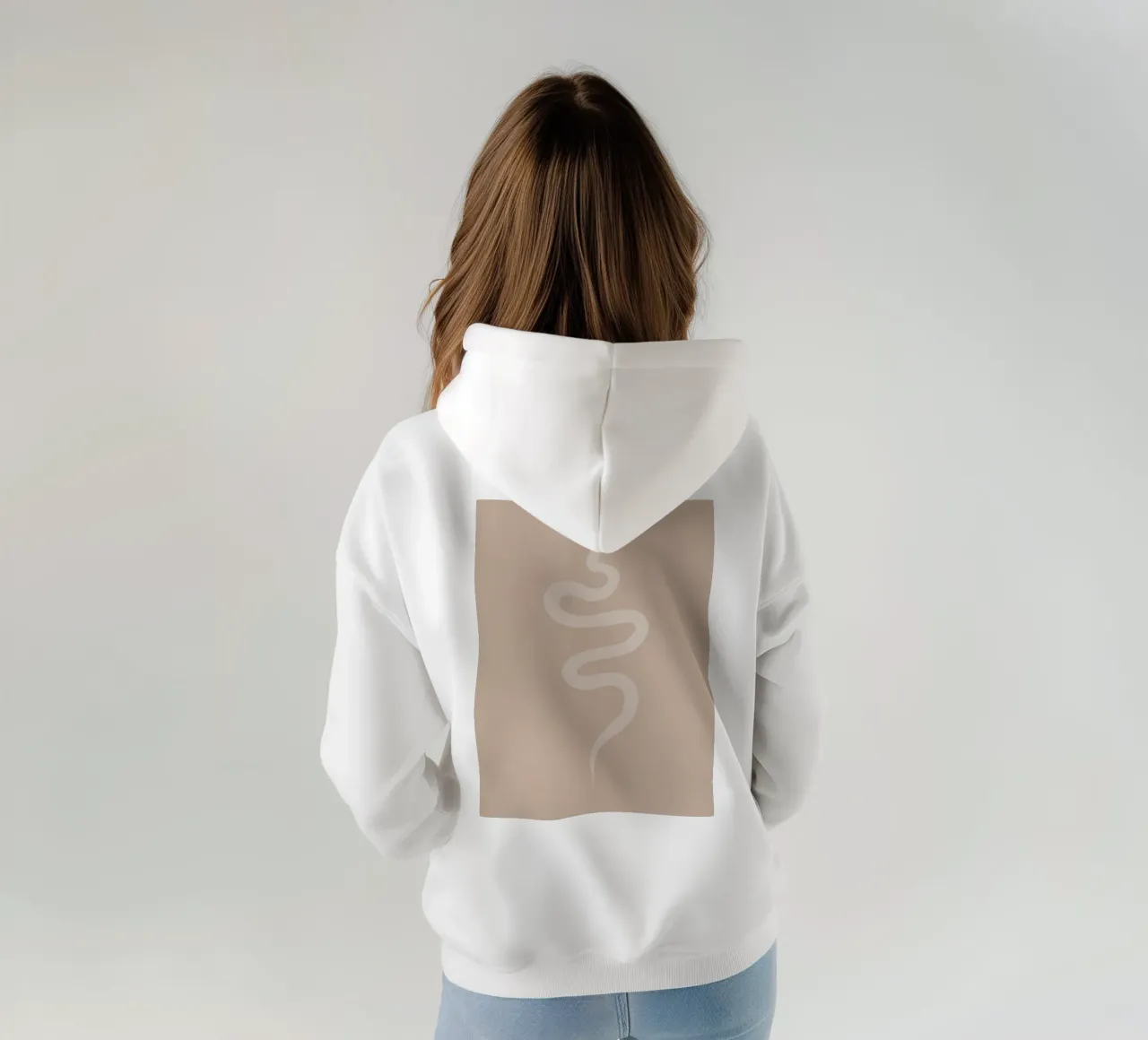 Boho Pesca Beige Bianco Serpente - Minimalista Astratto Organico felpa con cappuccio da This Wild Soul - Illustration