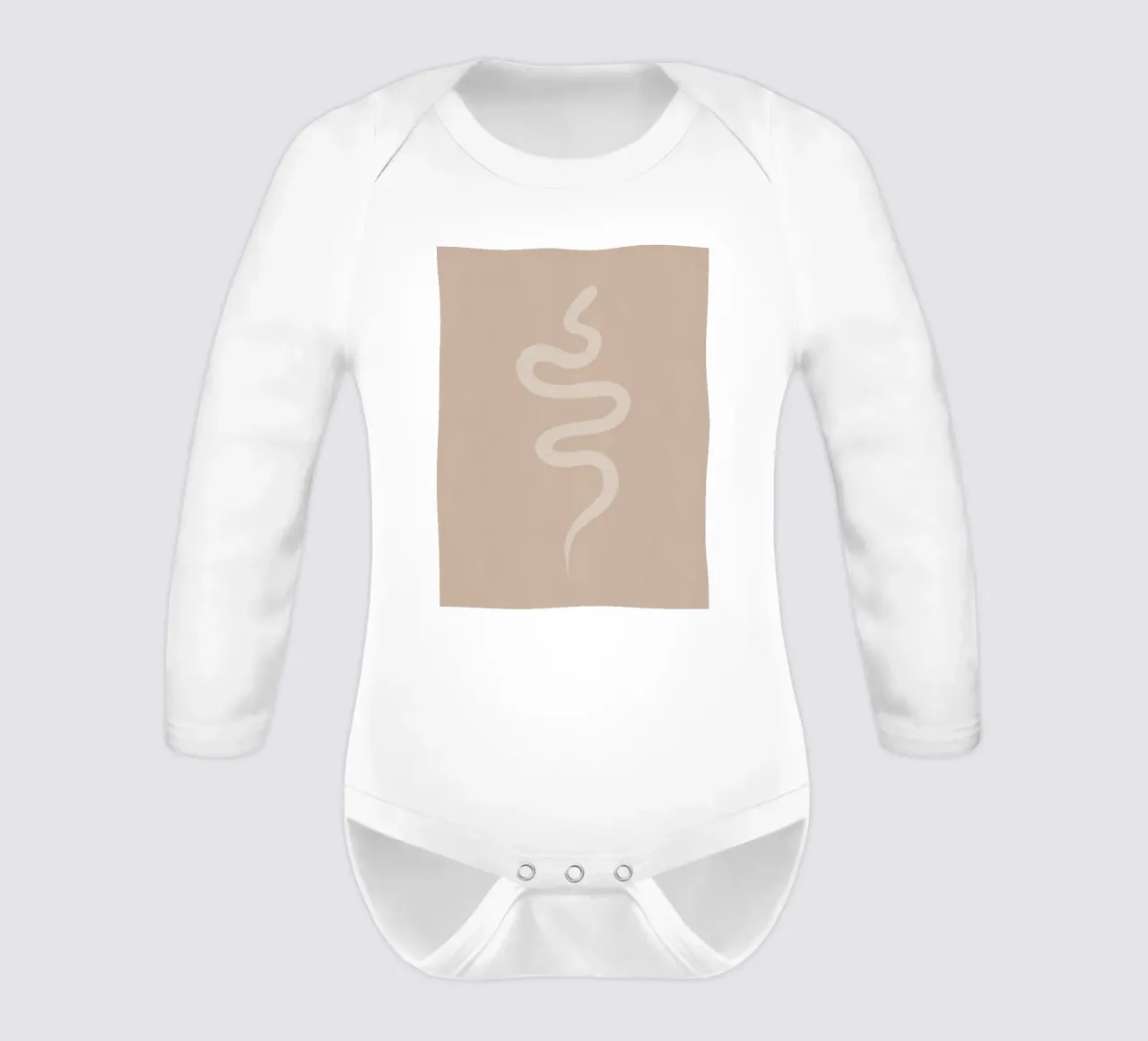 Boho Peach Beige White Snake - Minimalist Abstract Organic long-sleeve baby romper by This Wild Soul - Illustration
