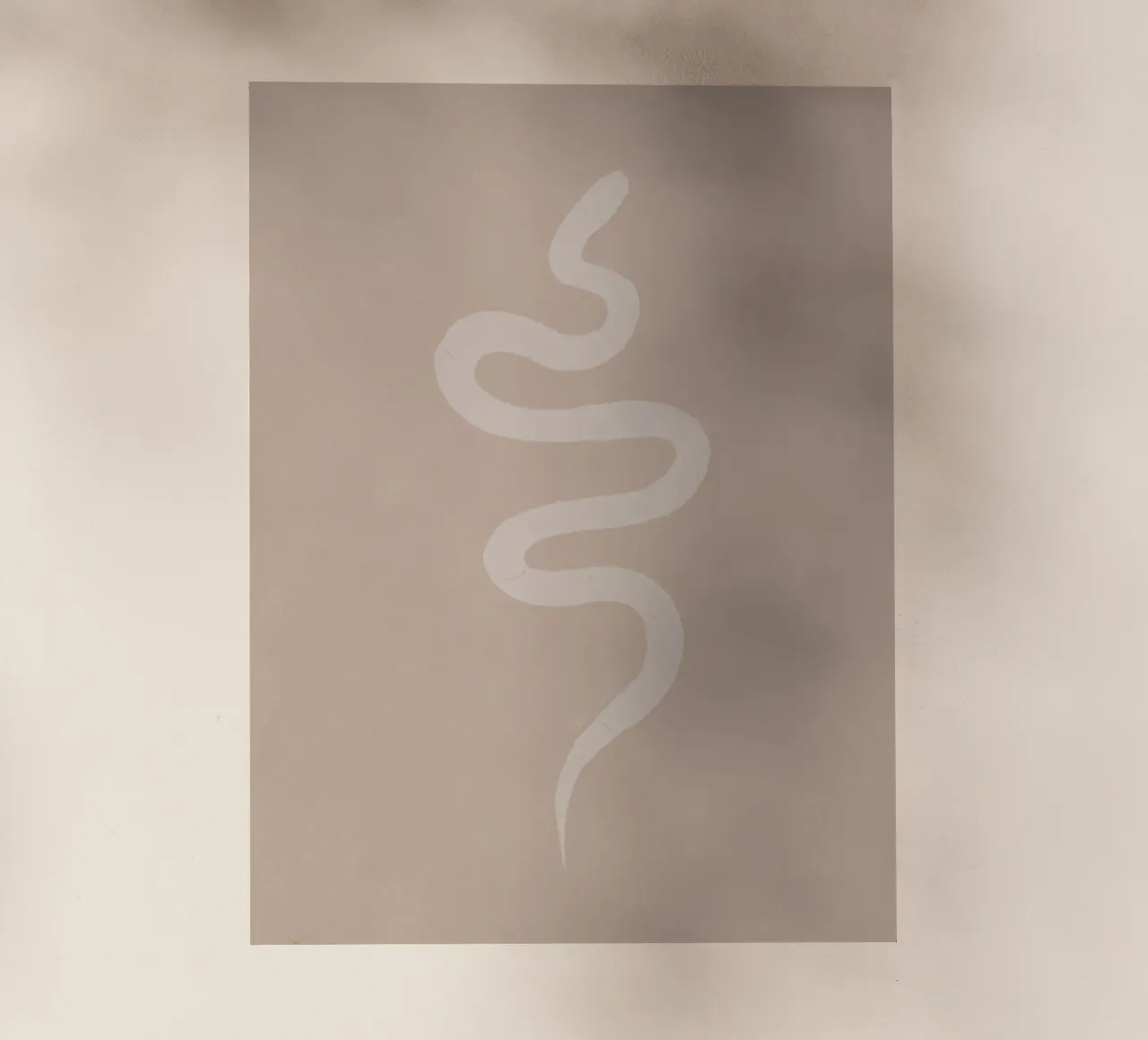 Boho Peach Beige White Snake - Minimalist Abstract Organic backlit film by This Wild Soul - Illustration