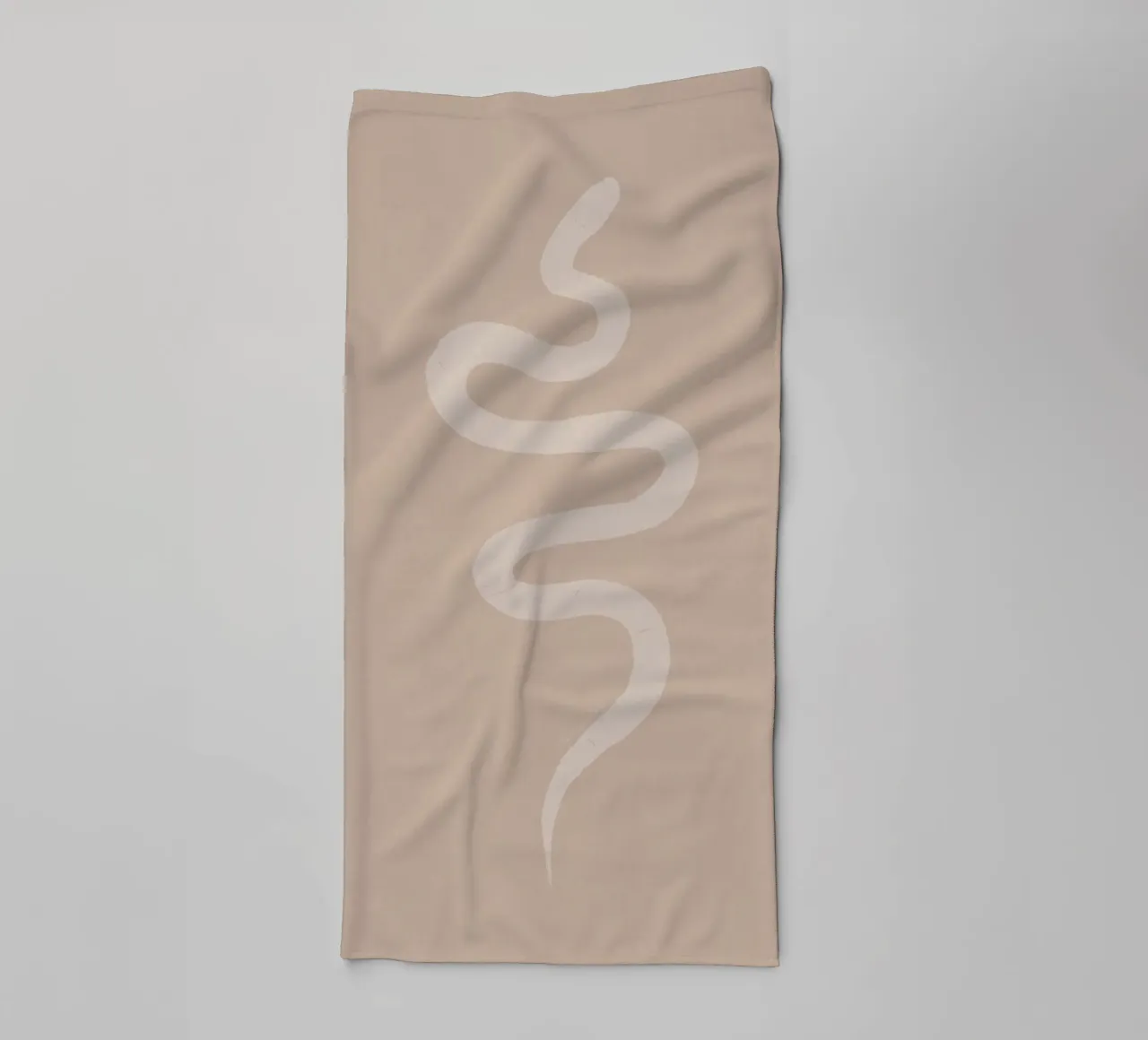 Boho Peach Beige White Snake - Minimalist Abstract Organic towel by This Wild Soul - Illustration