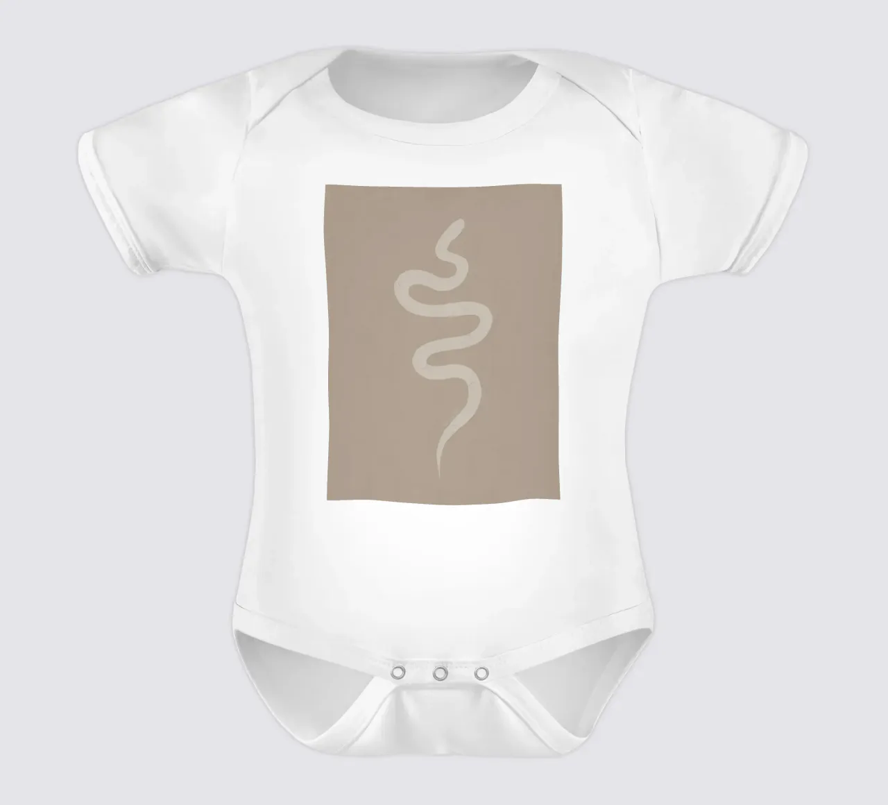 Boho Beige Krijtwitte Slang - Minimalistisch Abstract Organisch babyrompertje korte mouwen van This Wild Soul - Illustration