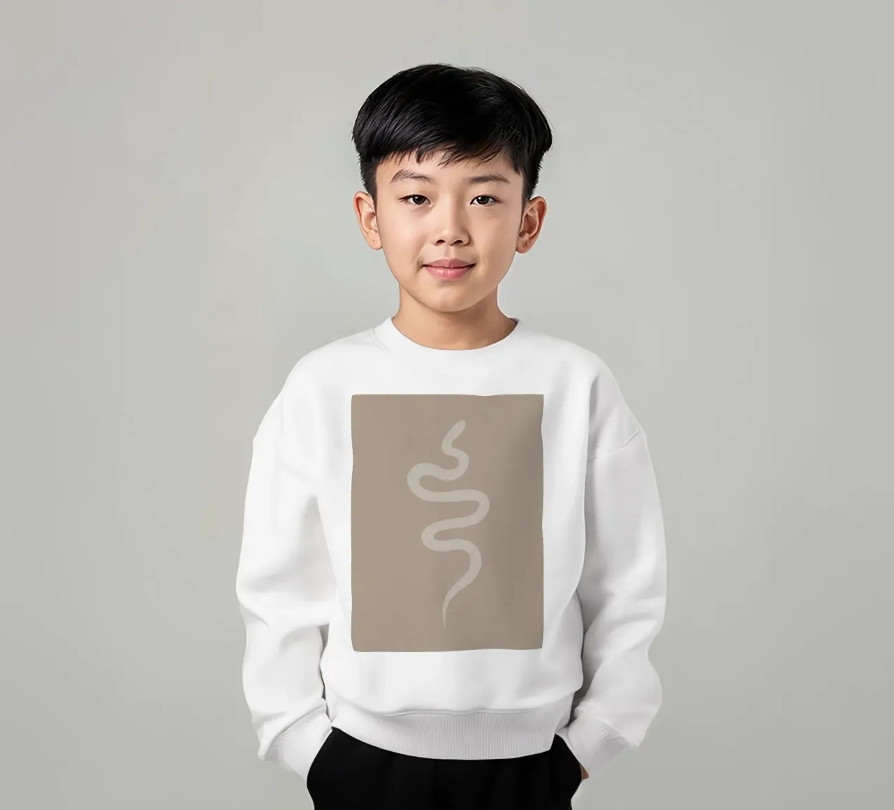 Boho Beige Gesso Bianco Serpente - Minimalista Astratto Organico felpa bambino da This Wild Soul - Illustration